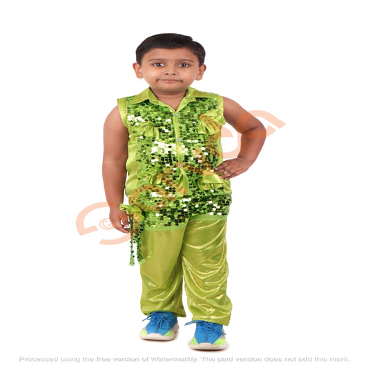 Western Boy Shirt and Full pant Set - Green Sequence