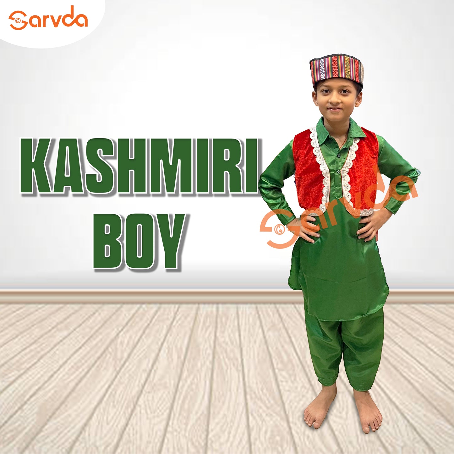 Kashmiri Boy State Costume Pathani Suit with Velvet Jacket