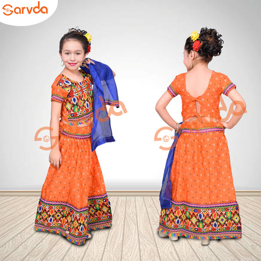 Gujrati Lahenga- Chaniya choli  (Orange)