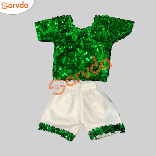 Green And White Western Dress For Boys