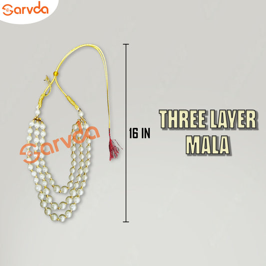 3 Layer mala - White moti