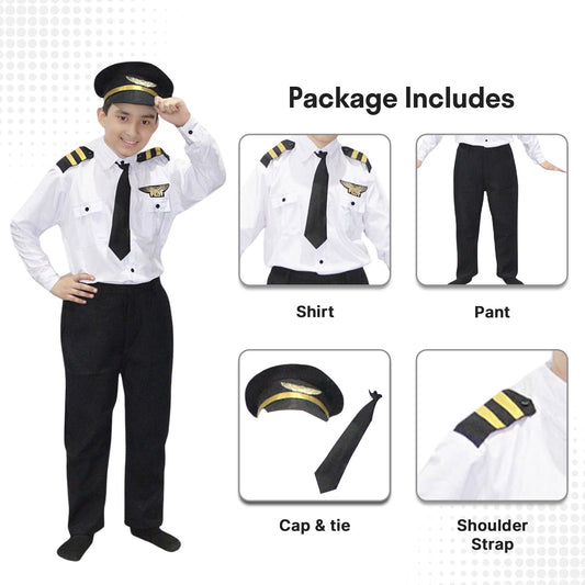 Sarvda Pilot Costume full Set (Shirt, Pant, Tie and Cap) for kids