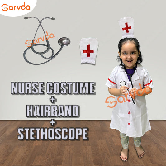 Nurse Costume + Hairband + Stethoscope