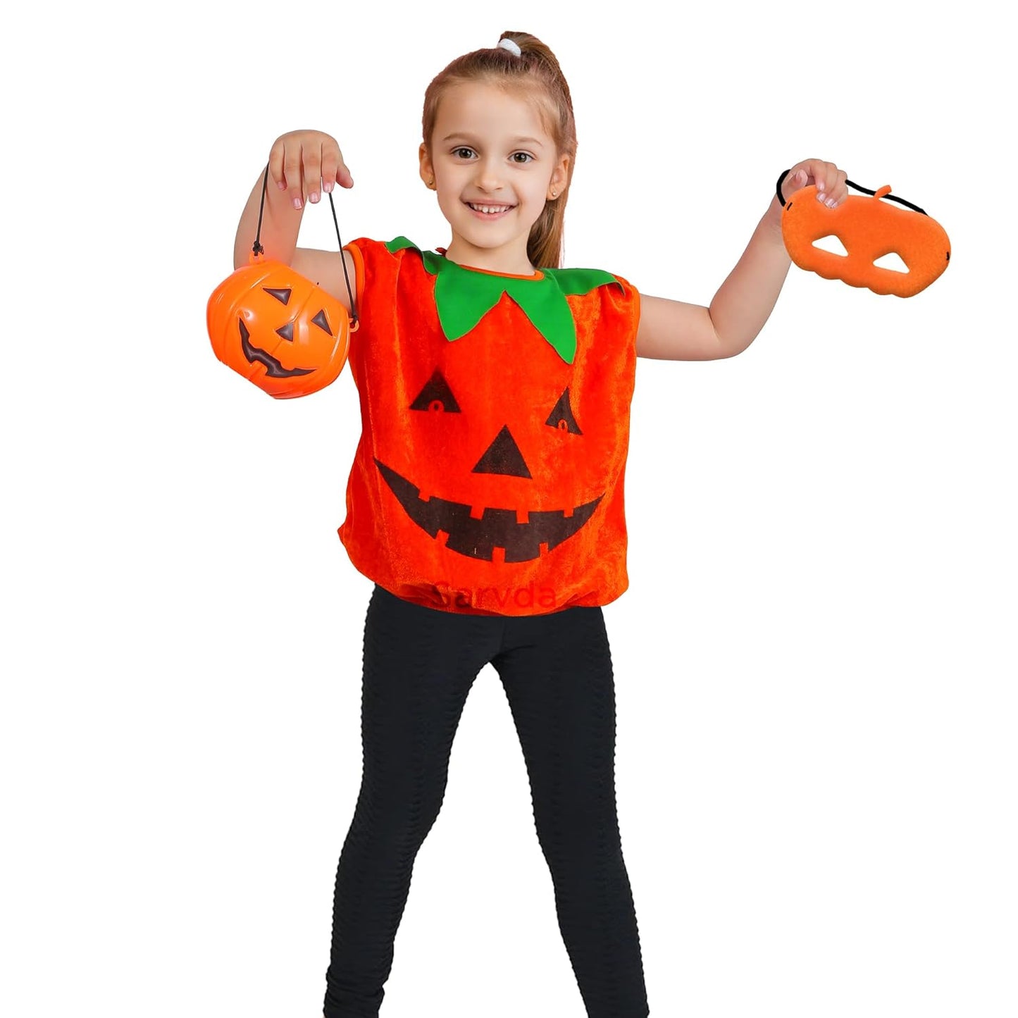 Halloween Pumpkin Costume with cap  for kids - Velvet fabric