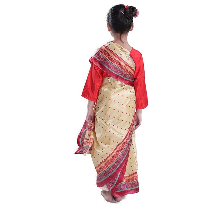 Assamese / Bihu  Saree Girl  Indian State Kids Fancy dress - Prestitched Ready to wear saree