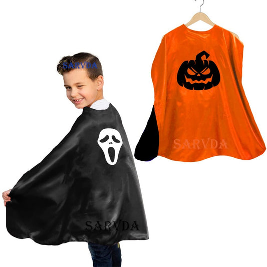 Halloween Reversible Cape (Orange/Black) - Free size for kids