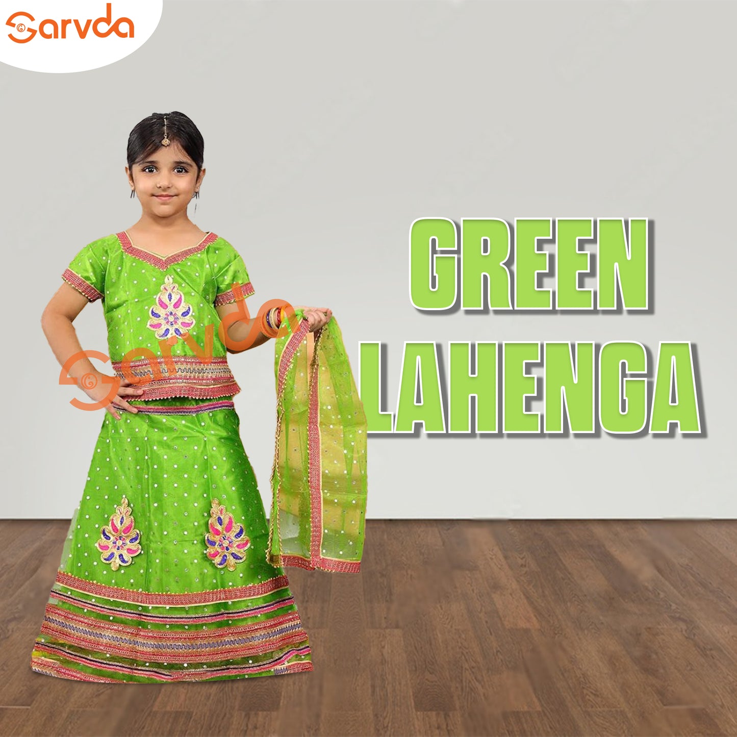 Lehenga Choli with Duppatta Full Set- Green (Garba/Radha/Rani/Dance)