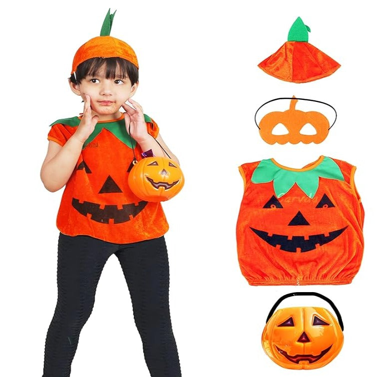 Halloween Pumpkin Costume with cap  for kids - Velvet fabric