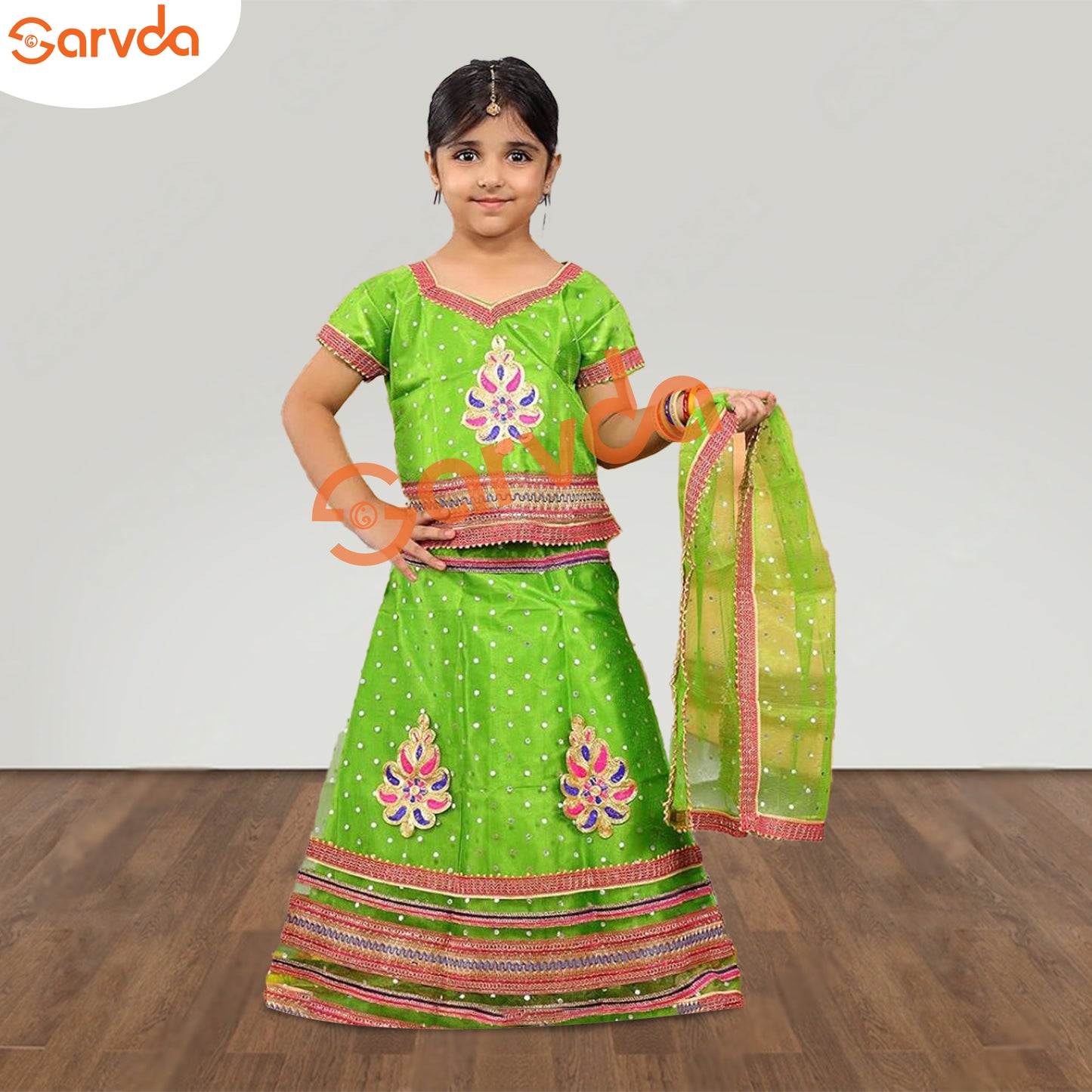 Lehenga Choli with Duppatta Full Set- Green (Garba/Radha/Rani/Dance)