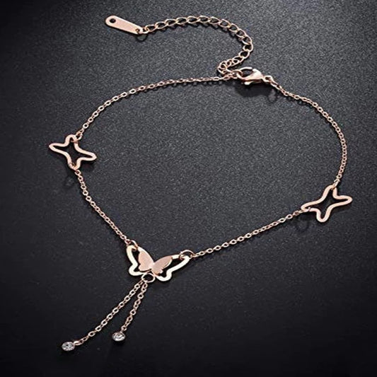 Butterfly Anklet - Rose Gold