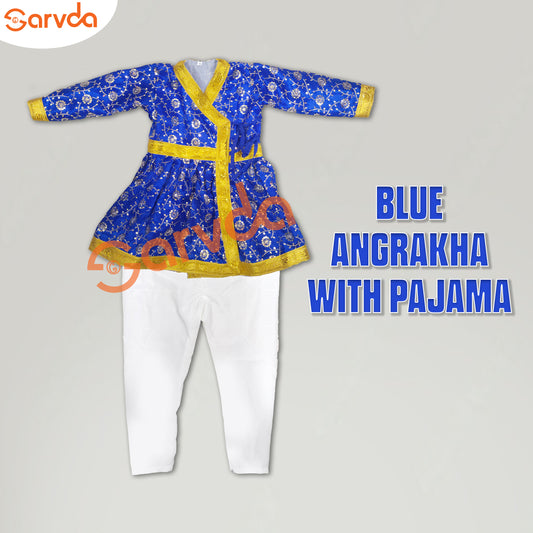 Embroidery Blue Angrakha with Pajama (God/Akabar/Maharaja/Marathi/Shivaji/Others)