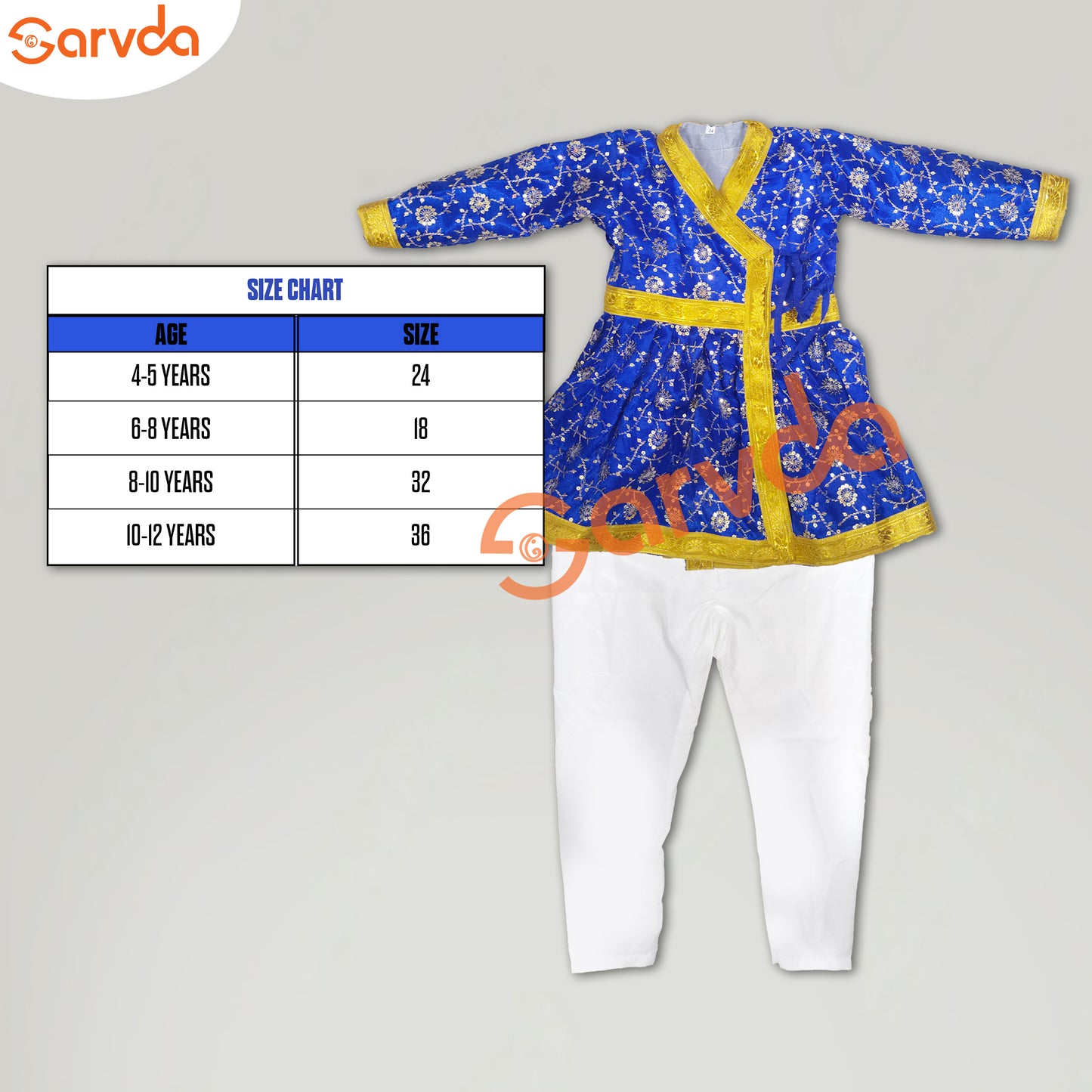 Embroidery Blue Angrakha with Pajama (God/Akabar/Maharaja/Marathi/Shivaji/Others)