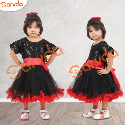 Flared Frock for girls- Black