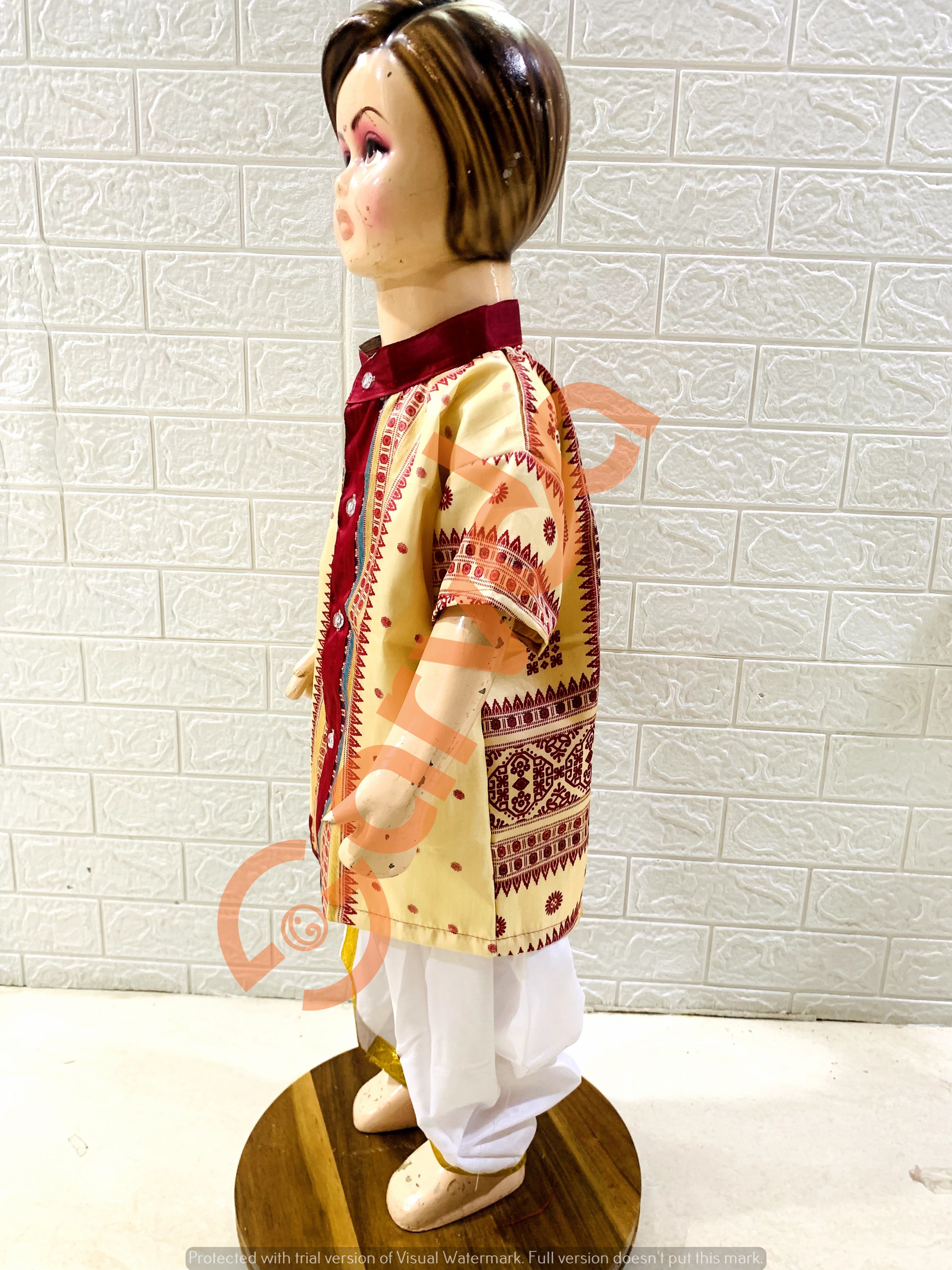 Assamese Bihu Boy Indian State Kids Fancy Shirt Kurta Sarvda