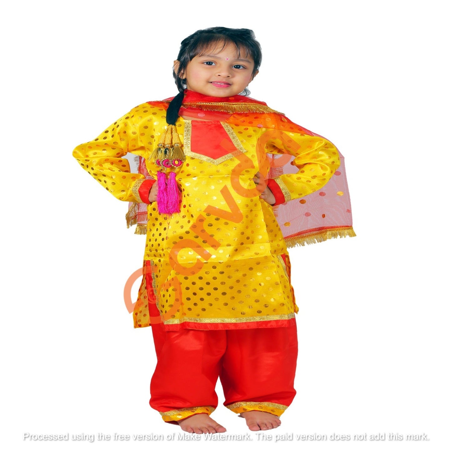 Punjabi Girl full Set- Kurta, Salwar & Duppatta - Yellow