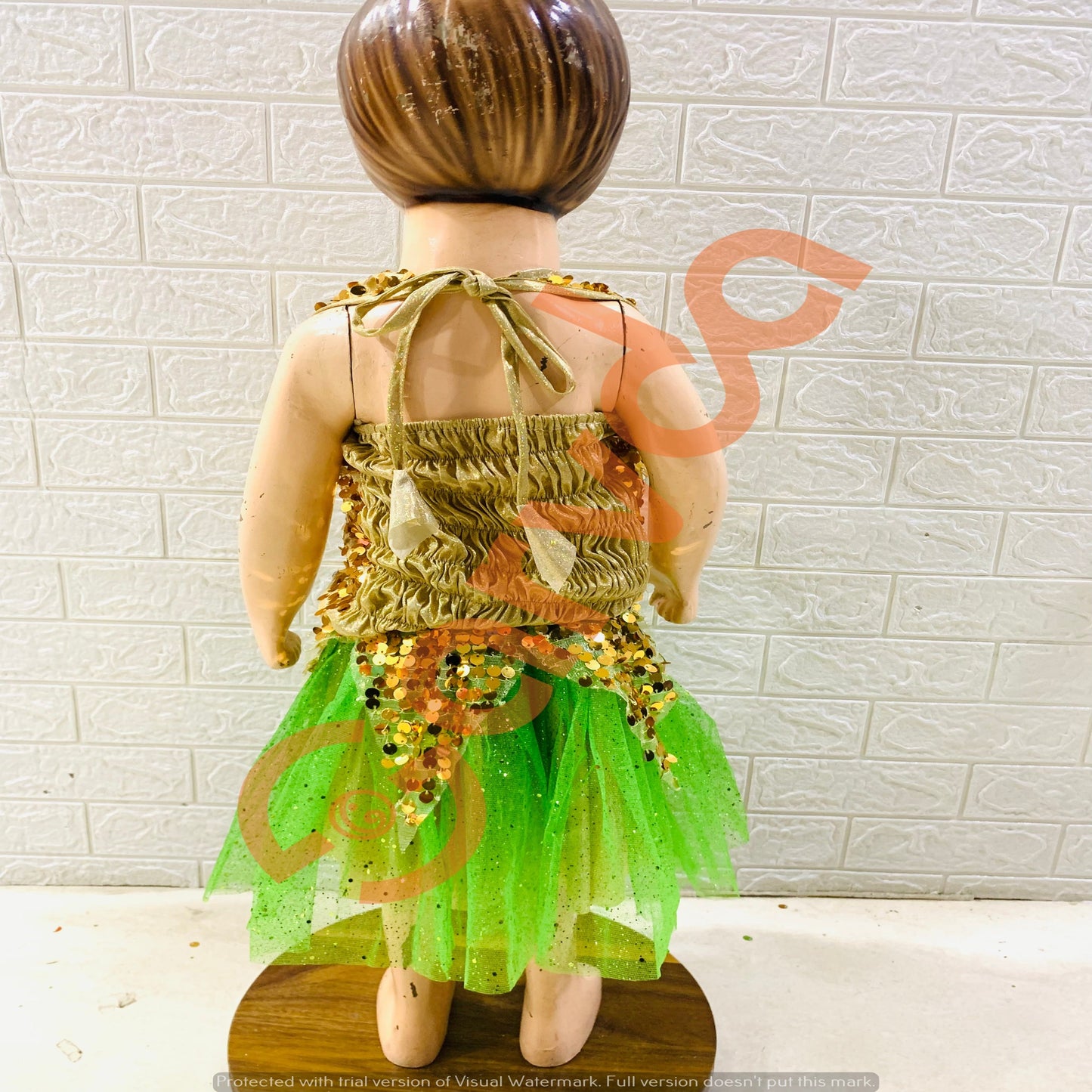 Western Green golden Top Skirt set for girls