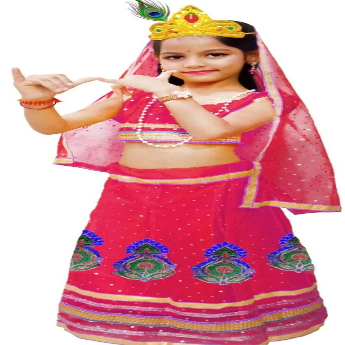 Radha Lehenga Chaniya Choli Navratri Garba Multicolor Costume Dress For  Girls, Kids Dance Costume, बच्चों के नृत्य के कपड़े - Bookmycostume, New  Delhi | ID: 26131717833