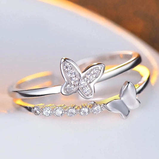 Double Butterfly Rings For Womens