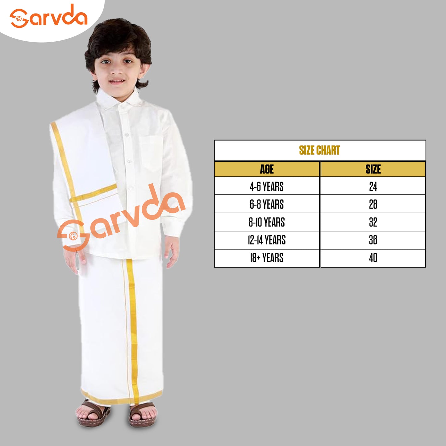 South Indian Boy Dress (Golden) Costume