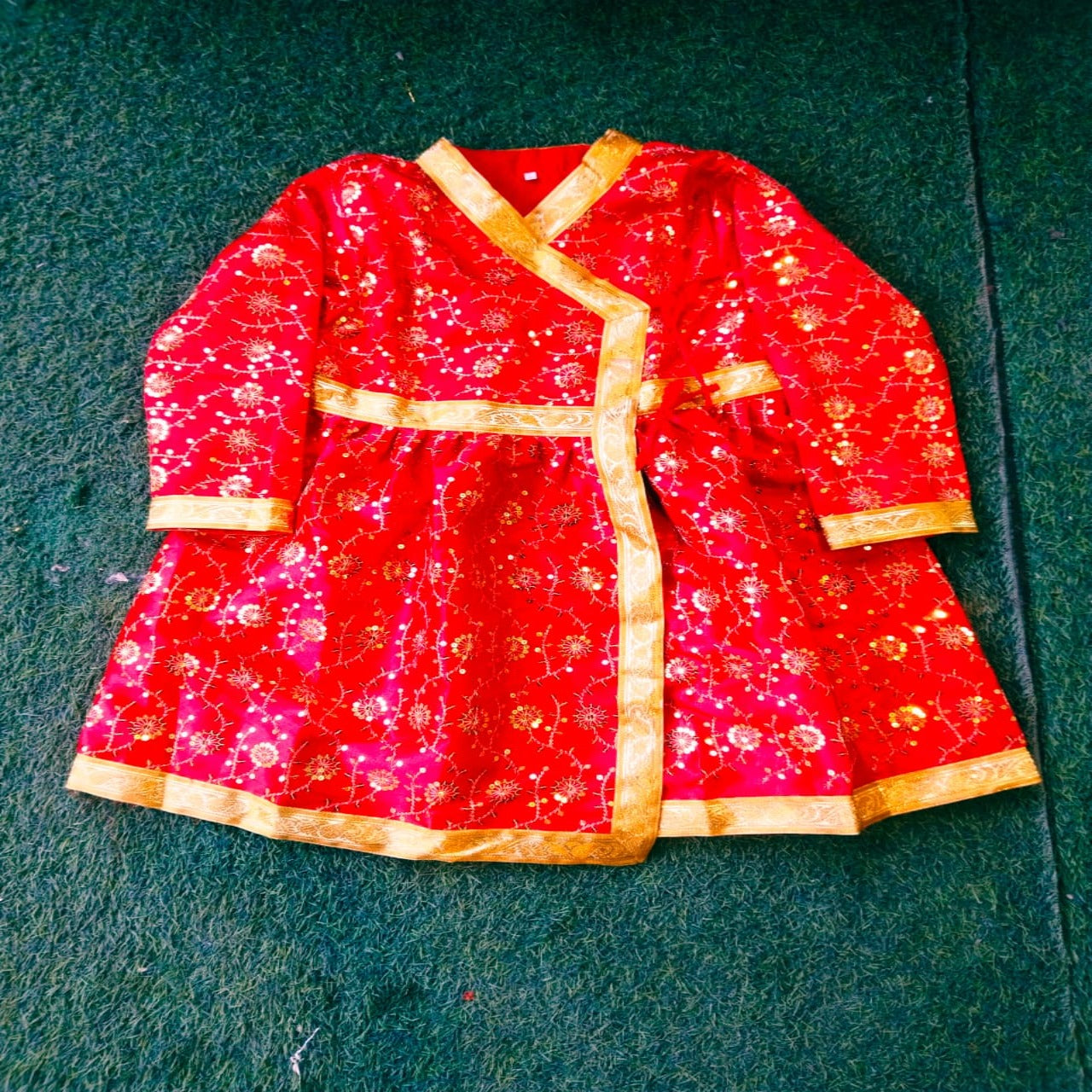 Embroidery Red Angrakha with Red pajama - (God/Raja/Akbar/Shivaji/Marathi/Others)