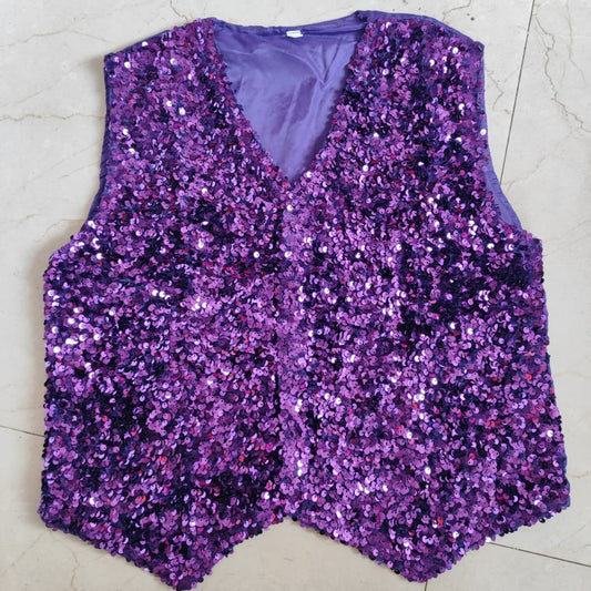 Heavy Seqence Waist Coat Western dress - Purple Color