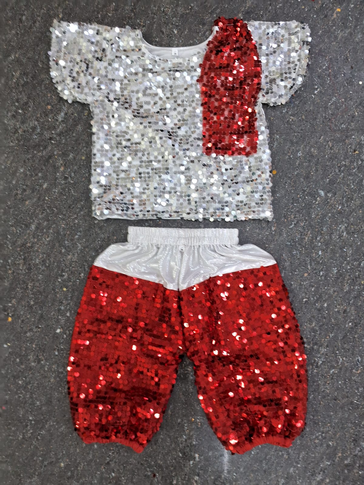 Red & Silver Sequence western set for boys and girls both