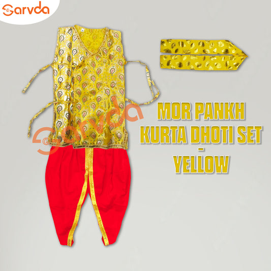 Yellow Kurta, Red Dhoti & Patka Krishna Dress