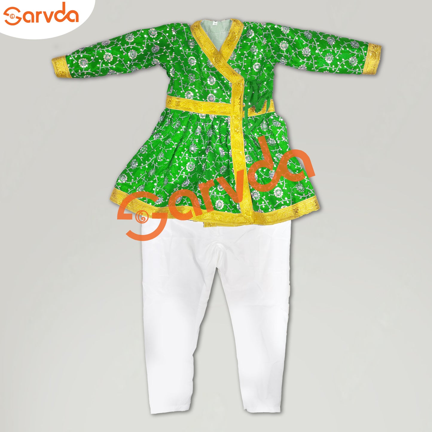 Embroidery Green  Angrakha with Pajama (God/Akabar/Maharaja/Marathi/Shivaji/Others)