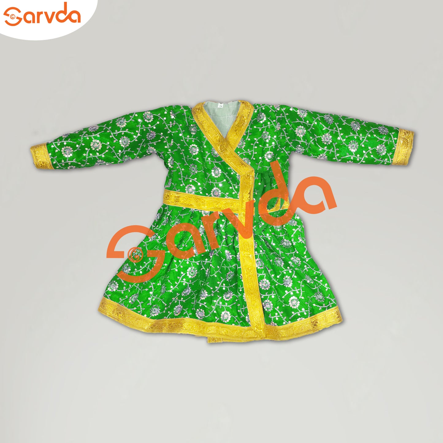 Embroidery Green  Angrakha with Pajama (God/Akabar/Maharaja/Marathi/Shivaji/Others)